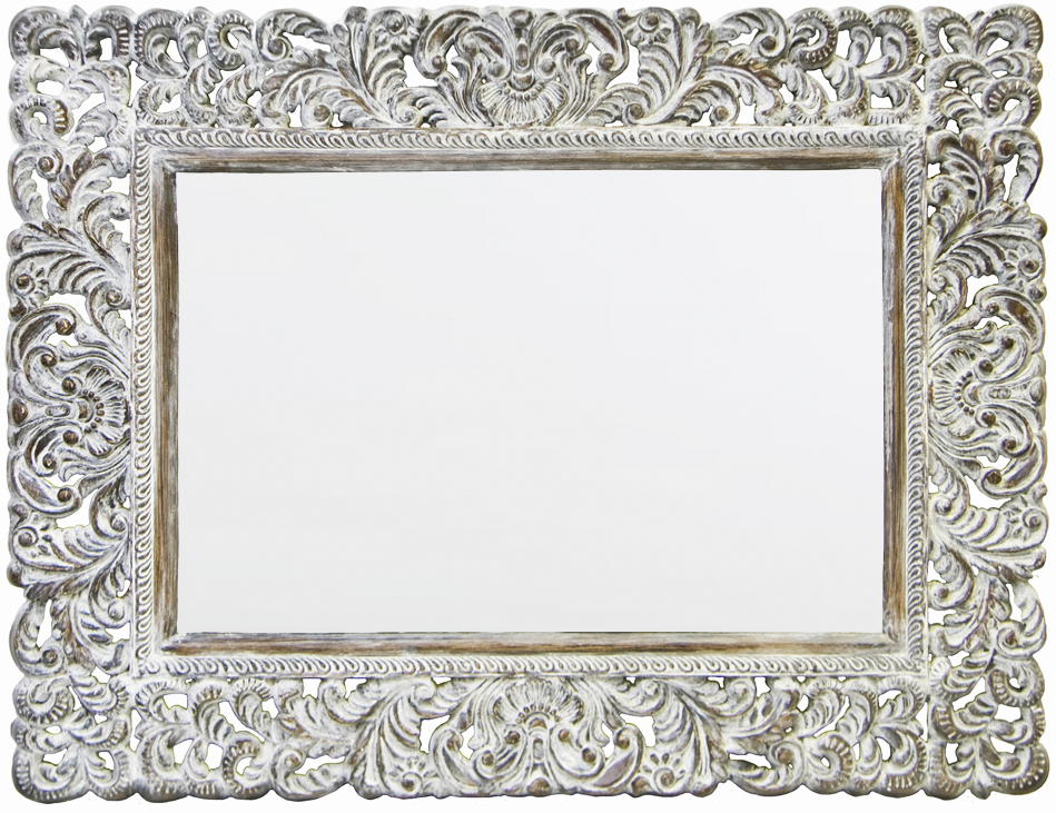 TS010 Wall décor art mirror weathered natural classic ornate rectangular